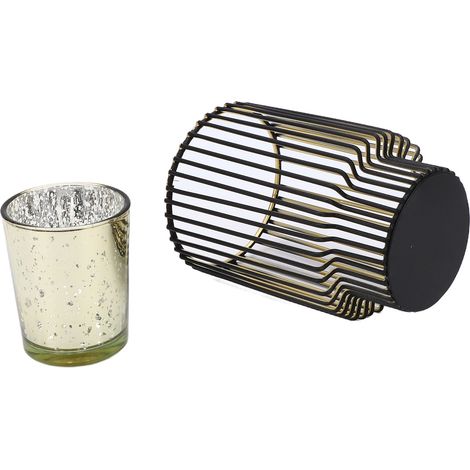 Bougeoir en fil de métal noir, porte-bougie en fer, centre de table moderne. (1/5)