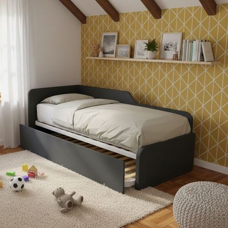 Divano letto sagomato 80x190 con letto estraibile e sollevabile - Basalto