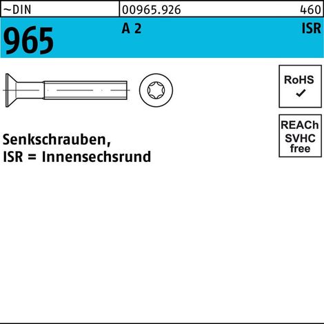DIN 965 Form CE Senkkopfschraube M5x14 Edelstahl A2 blank T25 500 Stk (1/2)