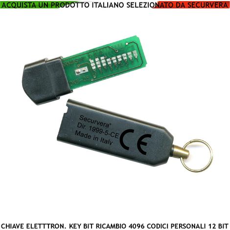 Chiave Elettronica KeyBit C 104 Codice Sicurezza Personale 12 Bit Univoco Costruito a Saldare dal Cliente Scelto su 4096 Combinazioni Binarie Contatto Dorato a Sfioramento Led Conferma Attivazione (1/4)