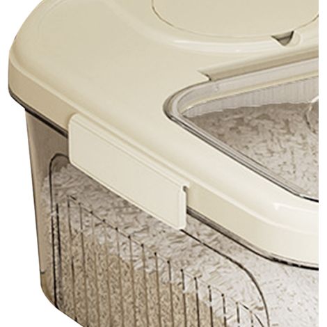 Boîte de rangement pour riz transparente à fermeture magnétique, idéale pour conserver les céréales et autres aliments secs. Petit modèle blanc crème. (1/5)