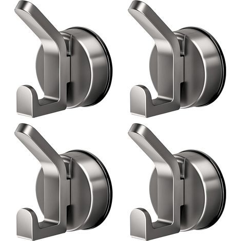 CSPARKV 4 Pieces Suction Cup Hooks, Reusable Suction Cup Bathroom Towel Holder No Drilling, Powerful Suction Cup Hook for Kitchen, Bathroom