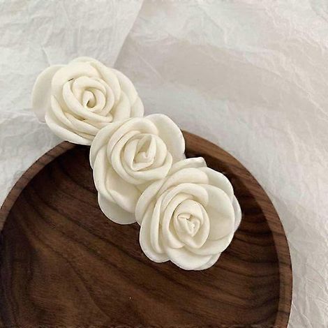 Haarspangen, florale Haarspangen, Haarnadeln für Damen und Mädchen, 1 Stück, elegantes handgefertigtes Haaraccessoire – Cremeweiß (1/5)