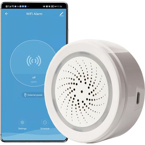 Alarme Intelligente : sirène stroboscopique sans Fil avec Alarme sonore et Lumineuse, Son 100 DB, télécommande par Application, Connexion d'alarme avec appareils intelligents pour la (1/5)