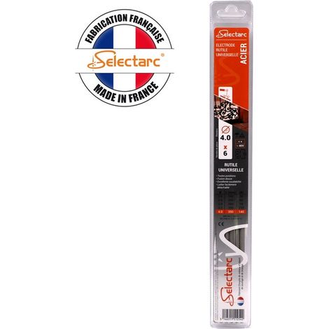 Lot de 6 électrodes en rutile pour soudure acier 4 mm x 350 mm – Selectarc