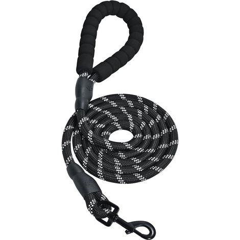 Laisse ronde pour chien – 1,5 m – Noir – Extra solide – Légère – Pour tous gabarits (1/5)