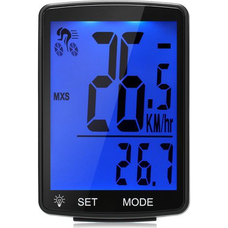 Multifunktionaler Fahrradcomputer mit LCD-Bildschirm, Geschwindigkeitsanzeige, Kilometerzähler, IPX6 wasserdicht, Temperaturanzeige und Stoppuhr (1/5)