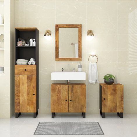 Set Mobili da Bagno 4 pz in Legno Massello di Mango (1/5)