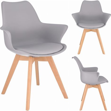 Chaise Gray Orleans – Dossier profilé avec coussin moelleux – Pieds en bois de hêtre – Hauteur d’assise 46 cm – Charge maximale 120 kg (1/4)