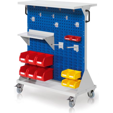 Kappes RasterMobil® mobiler Arbeitsplatzschrank Größe 3 1270x1000x500mm 32-teilig mit Ablageboden aus Stahlblech - enzianblau