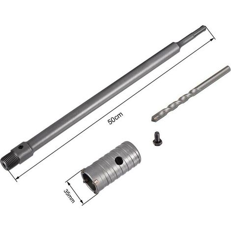 Fresa A Tazza 35 Mm Asta Prolunga 50 . Cm Per Trapano Attacco Sds Plus