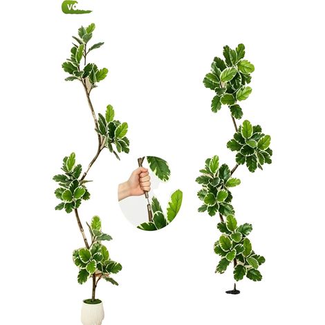 Pianta di ficus artificiale, alta 2,1 m, per interni, in vaso con muschio, a forma di albero, realizzata in PE. (1/2)