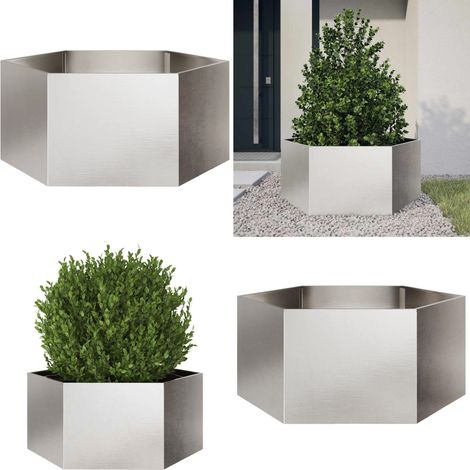 vidaXL Pflanzkübel Sechseckig 104x90x45 Edelstahl (1/5)