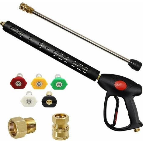 Pressure Washer Accessory, Pressure Washer Replacement Gun with 16 Inch Extension Wand, 4000 PSI, Pressure Washer Gun with M22-15mm or M22-14m Fitting