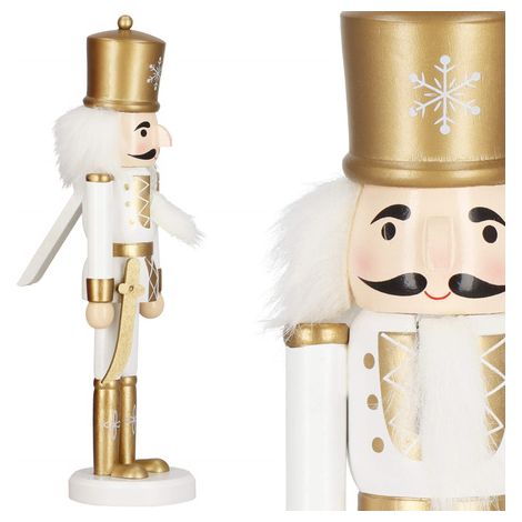 Zucca dello zio 30 cm con spada in legno, soldatino d'oro, statuetta natalizia. (1/5)