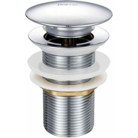 -Pop-up sink drain without overflow in chrome-plated brass, G 1-1/4, equipped with an easy push-button opening and closing system.- (1/4)