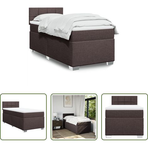 vidaXL Surmatelas - Sommier à lattes de lit avec matelas Marron foncé 90x200 cm (1/5)