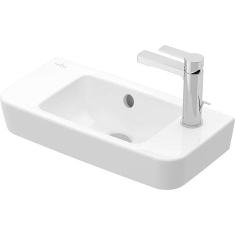 Villeroy & Boch O.novo - Lavamanos Compact, 50x25 cm, con rebosadero, 1 orificio para el grifo a la derecha, blanco alpino 4342R501 (1/3)