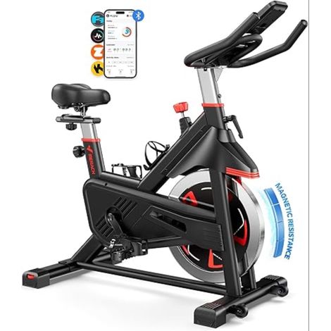 Vélo d'Appartement avec Résistance Magnétique, Vélo de Fitness d'Intérieur Silencieux avec Siège, Écran LCD, Support Tablette, Cardio-training (1/5)