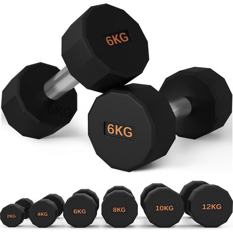 SPORTNOW Dumbbells Weights Set with 12-Sided Shape and Non-Slip Grip 2 x 6kg