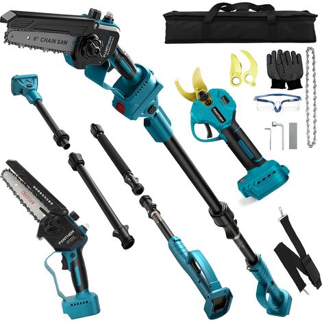 Chainsaw and Sector with Telescopic Battery Compatible with 18V 4 in 1 Battery-Free Pole Pruner Secator Battery, Mini Small Saw with Safety Lock Chain (1/5)