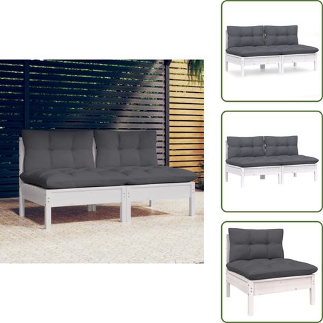 2-Sitzer-Gartensofa mit Anthrazit Kissen Massivholz Kiefer - Gartensofa - Outdoor Möbel - Balkonmöbel - Terrassenmöbel - Lounge Set (1/5)