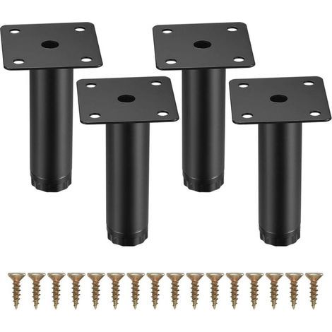 4 Pièces Pieds de Meuble, 8 cm/3,15 Pouces Pieds de Meubles Réglables, Pieds de Support en Fixation en Métal pour Meubles/Table/Chaise/Bureau/Cuisine/Armoire/Canapé (1/5)