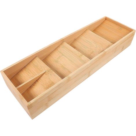 Organisateur de tiroir à couverts en bois, support de rangement pour couverts de cuisine - Robuste et compact (1/5)