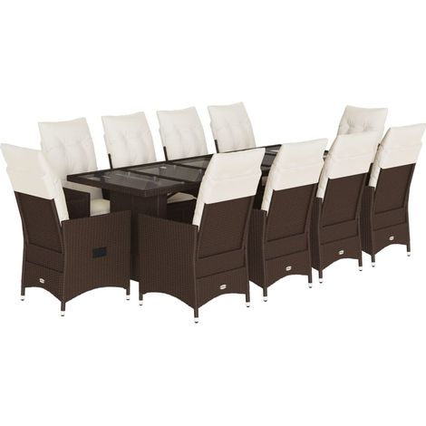 Maison Exclusive - Set de mesa y sillas de jardín 11 pzs y cojine (1/5)