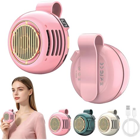 Ventilateur portable à pince – mini ventilateur USB rechargeable – ventilateur personnel pour cou et taille – 5 vitesses réglables – batterie 1000 mAh (1 pièce) (1/5)