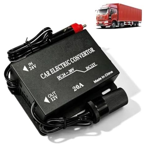 Convertisseur de tension abaisseur 24 V vers 12 V, 20 A, adaptateur pour camion, transformateur automobile, réducteur de tension pour voiture, convertisseur de tension type allume-cigare pour autoradi (1/5)