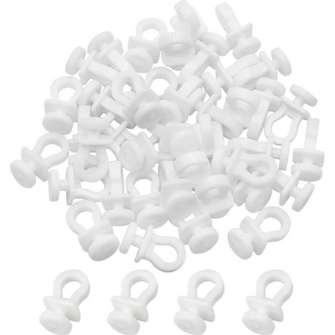 White Plastic Curtain Hooks – Pack of 100 – Easy Installation on Standard Curtain Rods – Smooth Curtain Movement (1/5)
