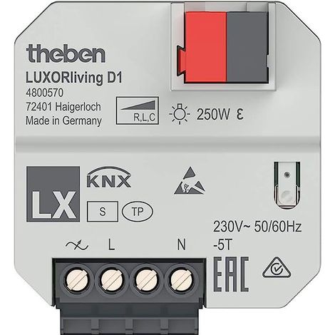 Theben LUXORliving D1 - UP-Dimmaktor, 1 Kanal, für dimmbare Energiesparlampen