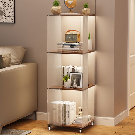 Clear Acrylic 4-Shelf Etagere Bookcase with Wheels (1/5)