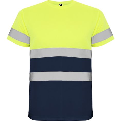 Camiseta técnica de alta visibilidad con cintas reflectantes DELTA ROLY M Azul marino / Amarillo flúor
