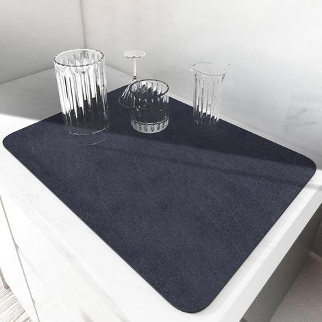 Küchenarbeitsplatten-Abtropfmatte, hoch saugfähige und fleckenabweisende Gummimatte (dunkelblau, 40 cm x 60 cm) (1/5)