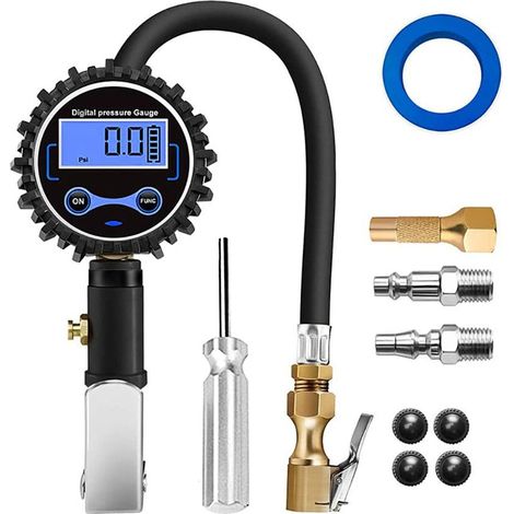 Manomètre à succès 250 PSI haute précision 0,1 SPI, serrage rapide, boîtier en cuivre, affichage numérique, manomètre de gonflage pour pneus épais (1/5)