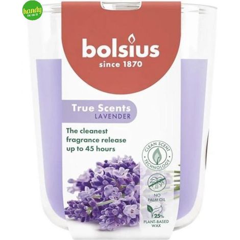 Candela vetro True Scents Lavanda Bolsius