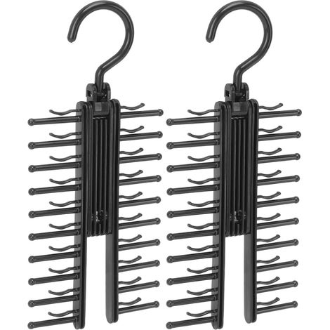 Lot de 2 présentoirs à cravates avec crochet rotatif à 360°, en plastique noir. (1/5)