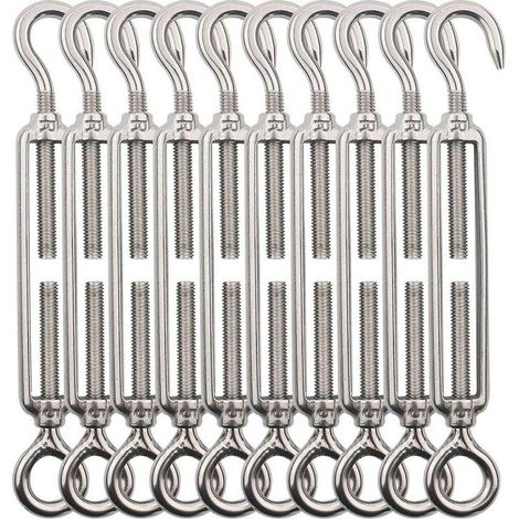 10 pièces Tendeur de Corde en Acier Inoxydable M4, Ensemble de Tension de Corde en Extérieur pour Cordes à linge, Suspendre, Cable de Garde Corps (1/5)