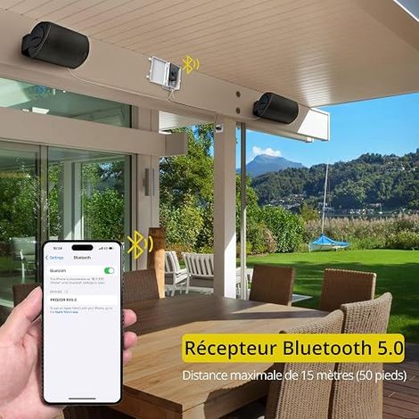 Amplificateur Audio Extérieur Puissance 200W+200W Bluetooth 5.0 avec Alimentation Ampli 30V 5A Amplificateur Étanche avec Boîtier TPA3221 pour Patio Piscine Jardin Fête (1/3)