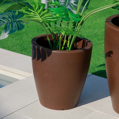 VIOLETA 30 Macetero Redondo y Moderno de Interior y Exterior Para Plantas y Flores Muy Resistente al Paso del Tiempo. Hecho de Polietileno en España - Bronce