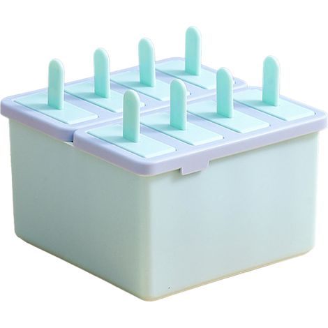 Moule à glace 8 compartiments avec couvercle, sûr et fiable, à faire soi-même, décongélation facile, idéal pour la cuisine et les restaurants, vert et violet. (1/5)