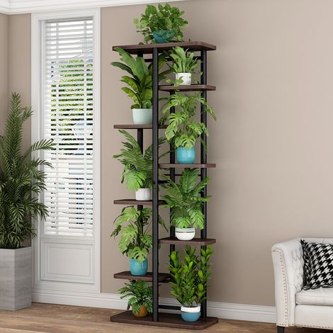 Pflanzenregal, kreativer Multifunktions-Pflanzenhalter, dekorative Blumentreppe für Balkon, Wohnzimmer, Büro, Garten, 36x23x120cm,schwarz (1/5)