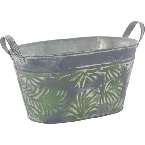 Vaschetta ovale in latta foglie, 5x15h13 cm (kit da 5) (1/2)