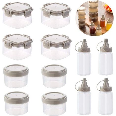 12 pezzi 3,2 x 3,2 x 8 cm bottiglie per salse, bottiglie per salse portatili, mini bottiglie per salse, bottiglie a pressione, bottiglie per ketchup, bottiglie per condimenti per insalata, a prova di (1/5)