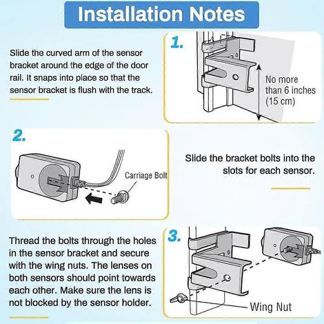 Kit de capteur de sécurité 41A5034, remplacement pour capteurs de porte de garage Chamberlain/Liftmaster, compatible avec Liftmaster, 1 kit (1/4)