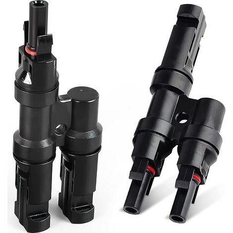 Male/Female Y-connector - Pack of T-type solar connectors - 2-way solar photovoltaic connectors - MFF+FMM Y-splitter for parallel connection between cable connectors (1/5)