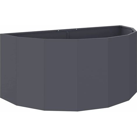 Macetero semicircular moderno para jardín o patio 120 x 60 x 50 cm acero antracita 020052945 (1/5)
