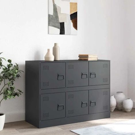 Buffet de Cuisine en Acier Anthracite 99x39x73 cm, Meuble Rangement Moderne avec Étagères, Console d'Entrée ou de Salon (1/5)